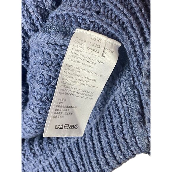 Free People Clyde Slate Blue Chunky Knit Boho V-Neck Sweater Vest Layering XS - Picture 6 of 6